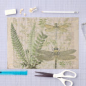 Libellen-Farn-Französisches-Script-Decoupage-Vinta Seidenpapier (Handwerk)