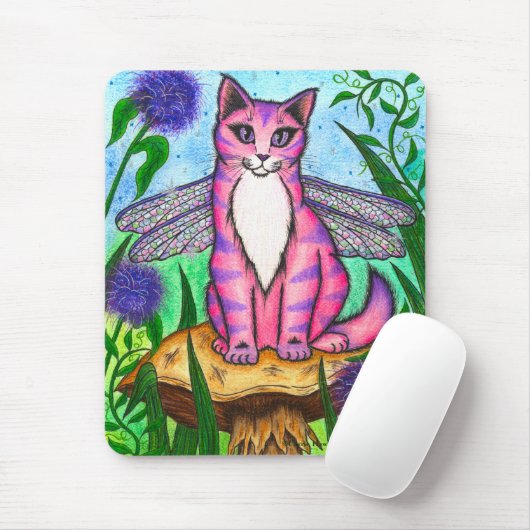 Libellen-feenhafte Katzen-Fantasie-Kunst Mousepad (Mit Mouse)