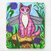 Libellen-feenhafte Katzen-Fantasie-Kunst Mousepad (Vorne)