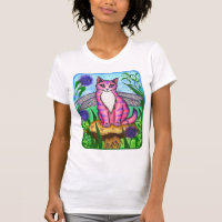 Libellen-feenhaftes Katzen-Fantasie-Kunst-Shirt