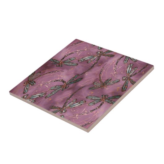 Libellen-Flitzen-düstere Rose Fliese (Seite)