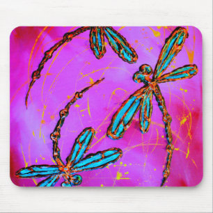 Libellen-Flitzen-elektrisches Rosa Mousepad