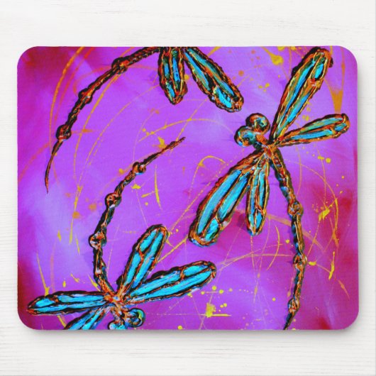 Libellen-Flitzen-elektrisches Rosa Mousepad (Vorne)