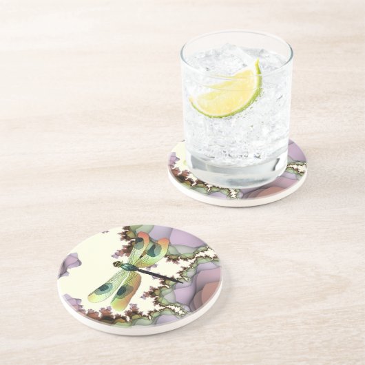 Libellen-Fraktal-Untersetzer Sandstein Untersetzer (Seite)