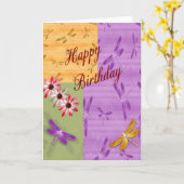 Libellen-Geburtstag Karte (Gelbe Blume)