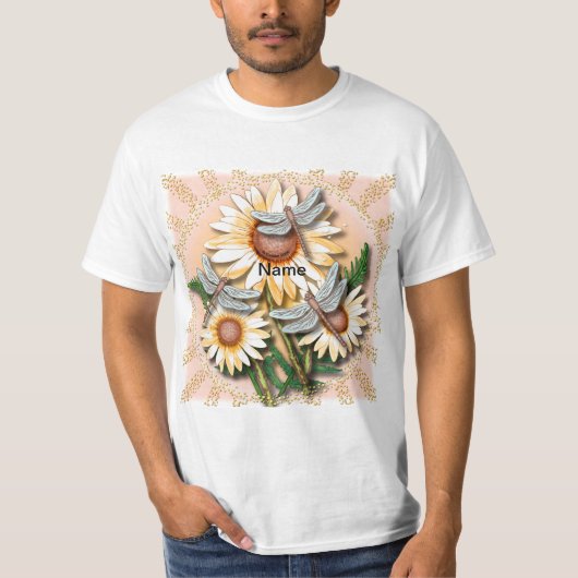 Libellen-Gelbe Margerite T-Shirt (Vorderseite)