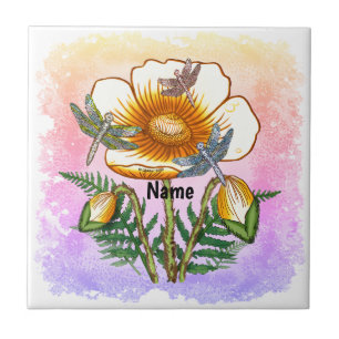 Libellen-Gelber Mohn Fliese