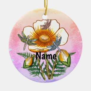 Libellen-Gelber Mohn Keramik Ornament