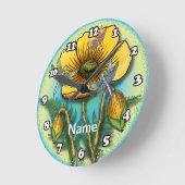 Libellen-Gelber Mohn Runde Wanduhr (Winkel)