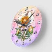 Libellen-Gelber Mohn Runde Wanduhr (Winkel)