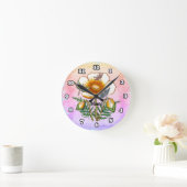 Libellen-Gelber Mohn Runde Wanduhr (Zuhause)