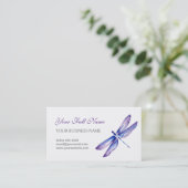 Libellen-Geschäfts-Karten| lila blauer Watercolor Visitenkarte (Stehend Vorderseite)