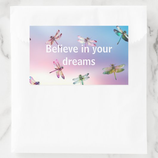 Libellen glauben rechteckiger aufkleber (Tasche)