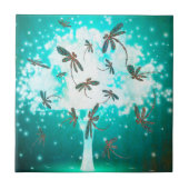 Libellen-Glühen-Baum Fliese (Vorderseite)