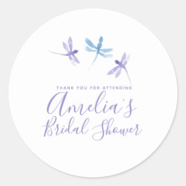 Libellen Handgemalt Lila Brautparty Runder Aufkleber