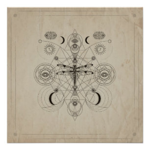 Libellen Heilige Geometrie Komposition Poster