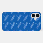 Libellen, hellblau auf Jeansblau iPhone Hülle (Rückseite (Horizontal))