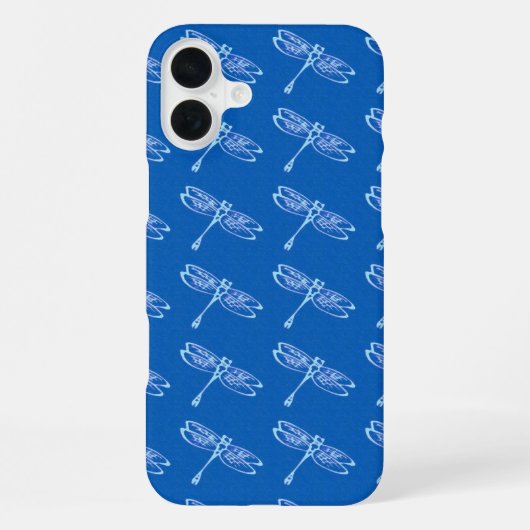 Libellen, hellblau auf Jeansblau iPhone Hülle (Rückseite)