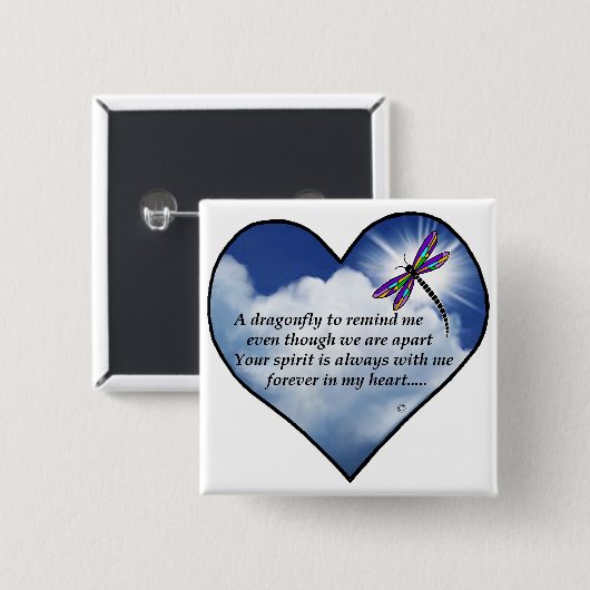 Libellen-Herz-Gedicht Button (Vorne & Hinten)