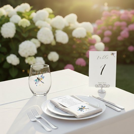 Libellen-Hochzeit, individuelle Tischnummer
