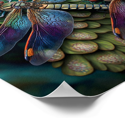 Libellen im farbenfrohen Garten Poster (Ecke)