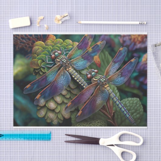 Libellen im farbenfrohen Garten Seidenpapier (Handwerk)