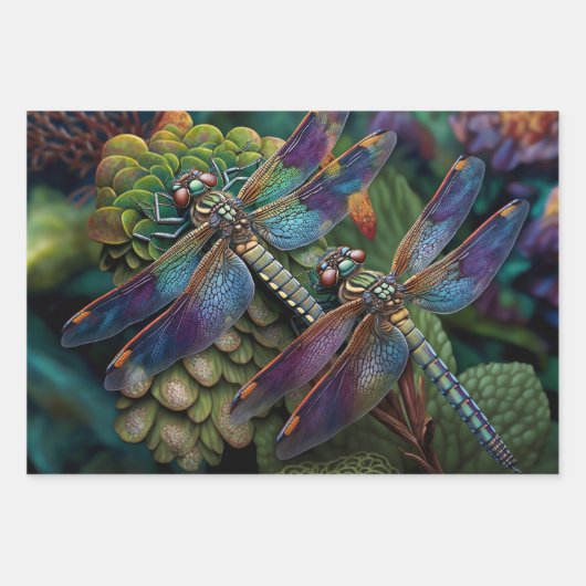 Libellen in farbenfrohen Gärten Geschenkpapier Set (Vorderseite)