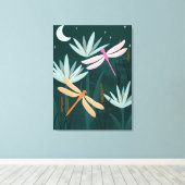 Libellen in Rosa und Orange Wandbild - Leinwand (Insitu (Holzboden))