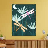 Libellen in Rosa und Orange Wandbild - Leinwand (Insitu (Wohnzimmer))