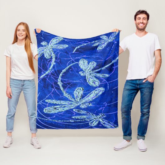 Libellen Indigo Tanz Fleecedecke (Beispiel)