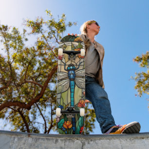 Libellen-Kunstmalerei botanischer Boho-Chic-Wald Skateboard