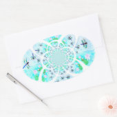 Libellen, Lily-Blume Gemustert Ovaler Aufkleber (Umschlag)