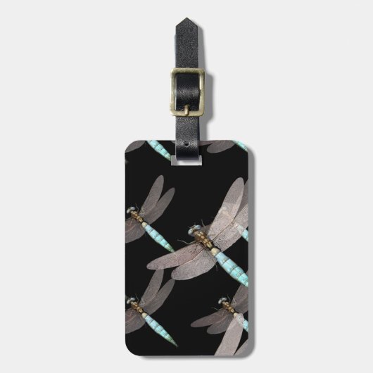 Libellen-Luftwaffe auf Schwarzem Gepäckanhänger (Vorderseite vertikal)