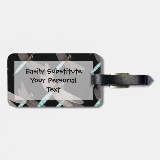 Libellen-Luftwaffe auf Schwarzem Gepäckanhänger (Rückseite horizontal)