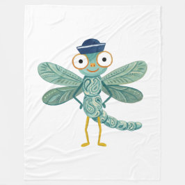Libellen-Matrosenhut-Decke – Marineblau & Paisley Fleecedecke