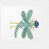 Libellen-Matrosenhut-Decke – Marineblau & Paisley Fleecedecke (Vorderseite (Horizontal))