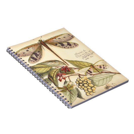 Libellen mit Blätter und Obst Notizblock (Rechte Seite)