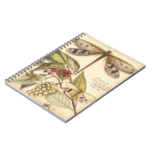 Libellen mit Blätter und Obst Notizblock (Linke Seite)