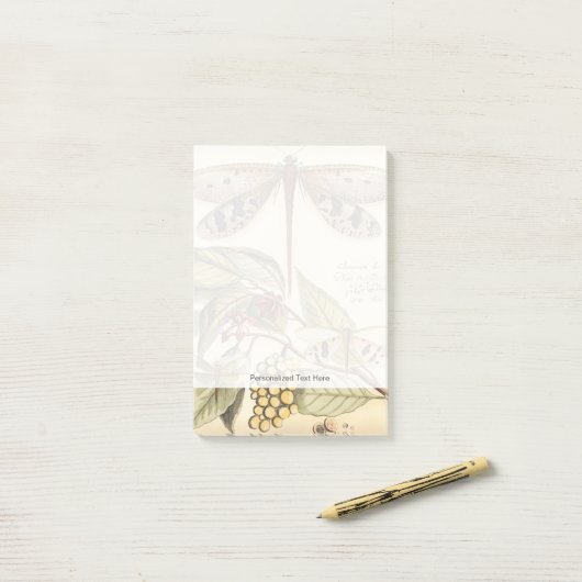 Libellen mit Blätter und Obst Post-it Klebezettel (Auf Schreibtisch)