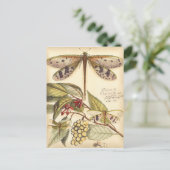 Libellen mit Blätter und Obst Postkarte (Stehend Vorderseite)