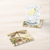 Libellen mit Blätter und Obst Rechteckiger Pappuntersetzer (Vor Ort)