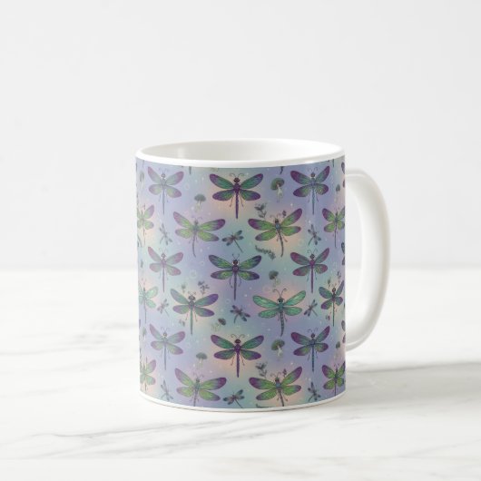 Libellen-Muster Kaffeetasse (VorderseiteRechts)