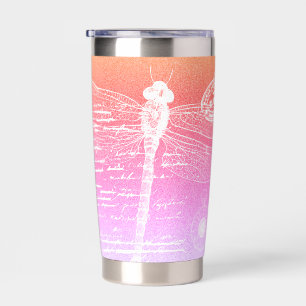 Libellen-Pastellverlauf personalisiert Thermobecher