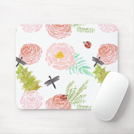 Libellen-Rosenwatercolor-Garten Mousepad (Mit Mouse)