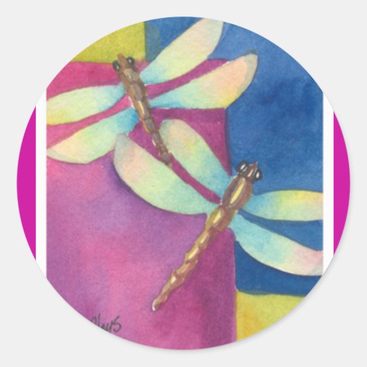 Libellen Runder Aufkleber (Vorderseite)