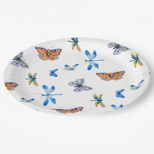 Libellen-Schmetterlings-Pappteller Pappteller (Schrägansicht)