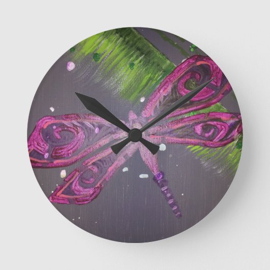 Libellen-Serie Runde Wanduhr (Vorderseite)