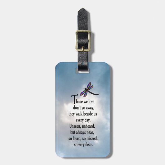 Libellen-"so geliebtes" Gedicht Gepäckanhänger (Vorderseite vertikal)