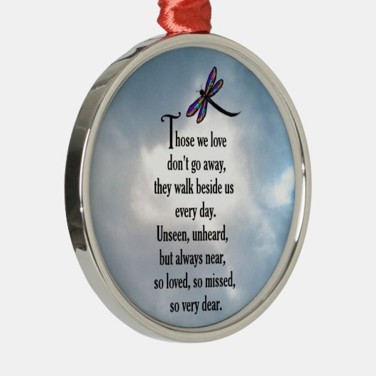 Libellen-"so geliebtes" Gedicht Silbernes Ornament (Rechts)