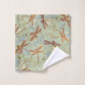 Libellen-Tanz-Gold Badhandtuch Set (Waschlappen)